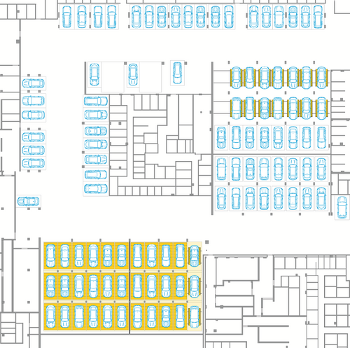 Schéma de disposition des systèmes de stationnement dans le parking souterrain