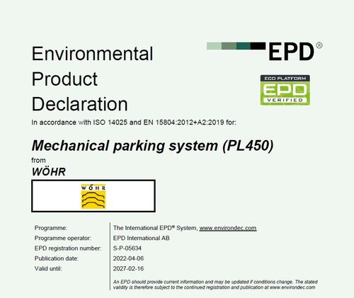 EPD certification certificate