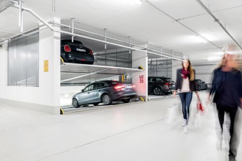 Cars are parked in a car parking system