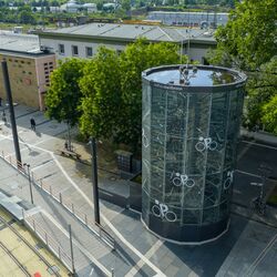 Vue aérienne du Bikesafe à la gare centrale de Heilbronn