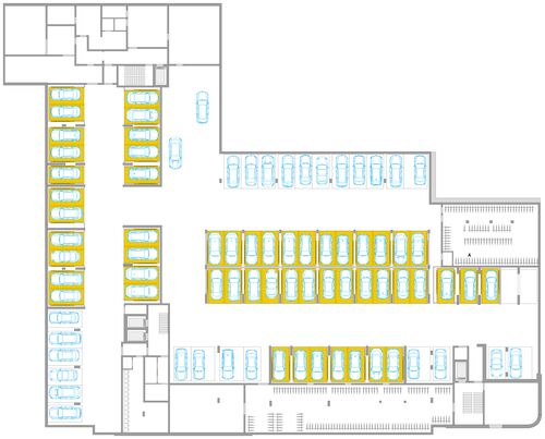 Graphique récapitulatif de la répartition des places de stationnement dans le parking souterrain