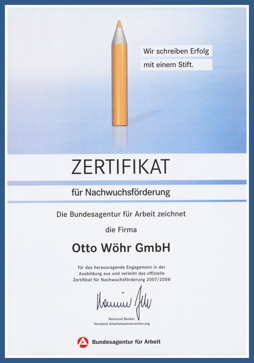Certificat de certification pour la promotion particulière des jeunes talents