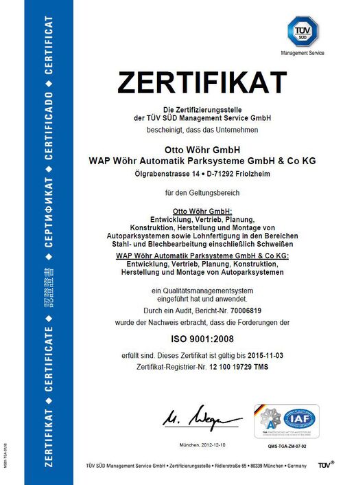 Certificat de certification ISO 9001
