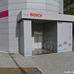 Photo de la zone d'entrée du système de stationnement pour vélos