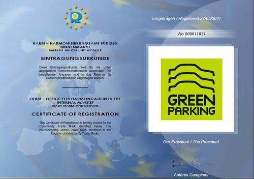 Certificat de la marque « GREEN PARKING »