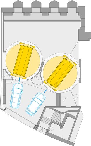 The diagram shows the entry pod of a car parking system